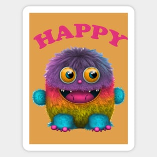 Happy Furry Monster Sticker